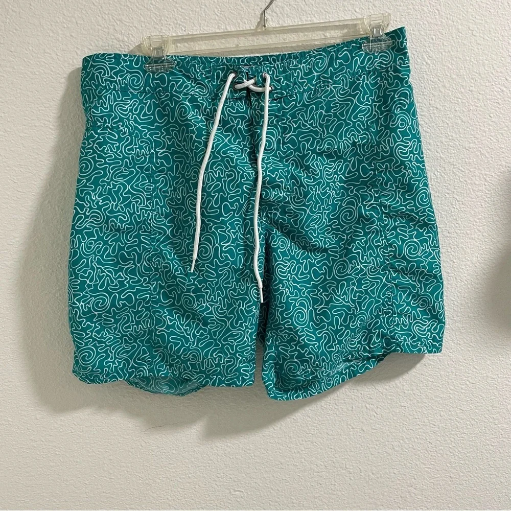 Teal Patterned Men's Swim Shorts